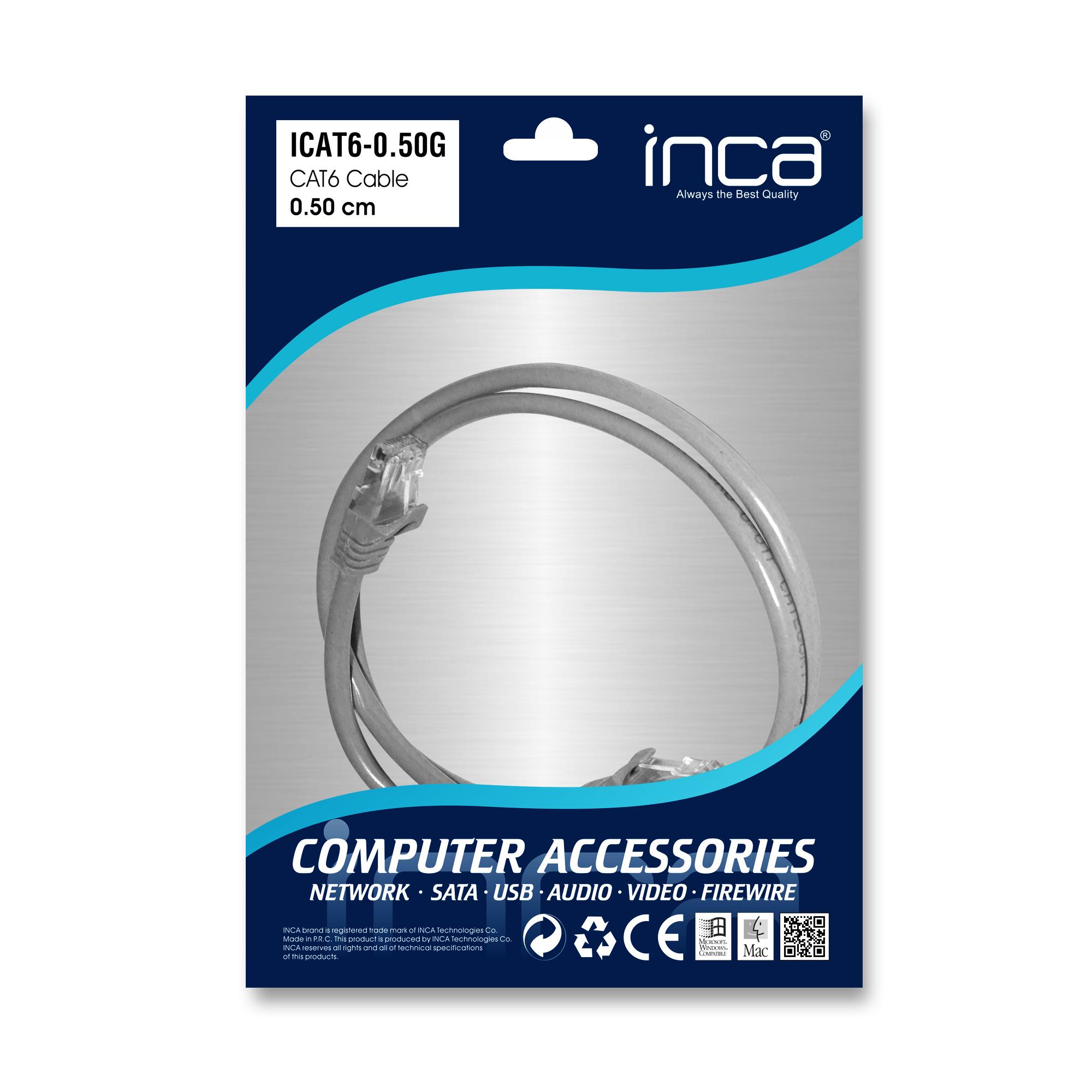 INCA ICAT6-0,50G 0,50MT 24AWG CAT6 UTP PATCH KABLO GRİ - Image 2