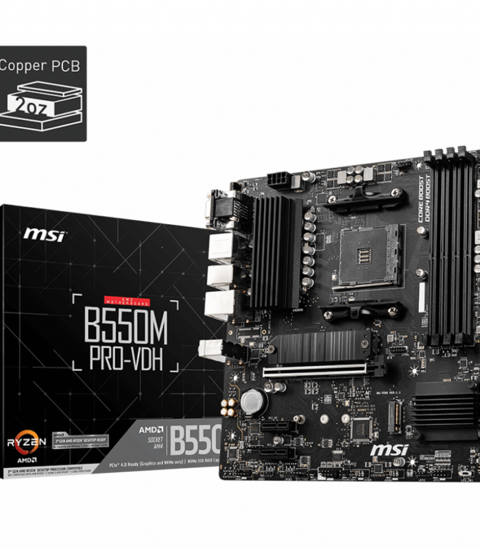 MSI B550M PRO-VDH DDR4 4400MHZ 1XVGA 1XHDMI 1XDP 2XM.2 USB 3.2 MATX AM4 (AMD 5000 VE 3000 SERİSİ İŞLEMCİ UYUMLU)