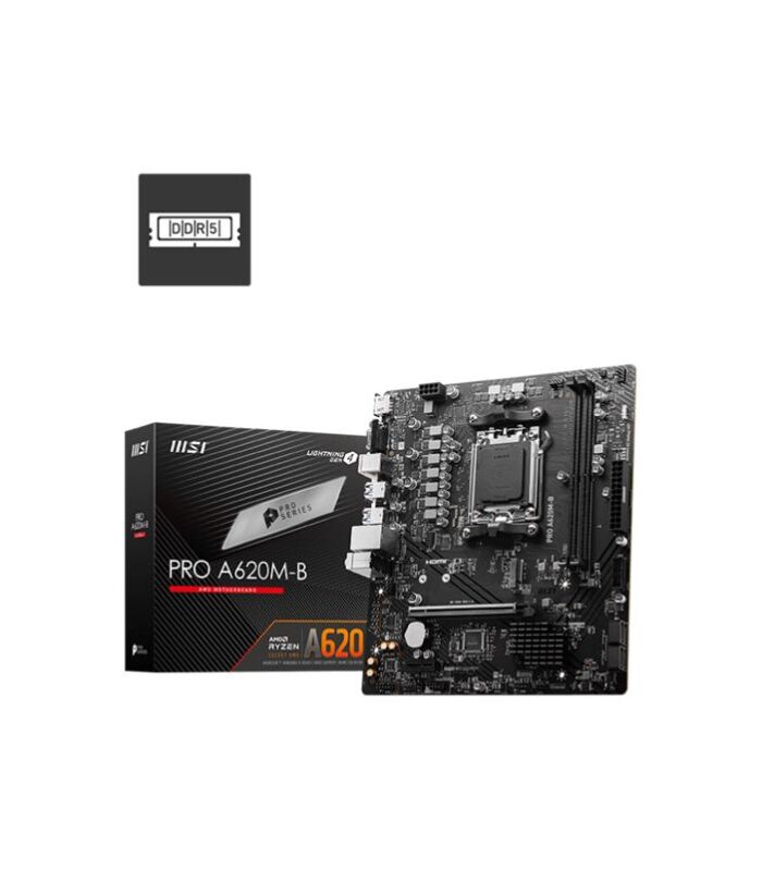 MSI PRO A620M-B DDR5 6800MT/S 1XVGA 1XHDMI 1XM.2 USB3.2 MATX AM5 (AMD AM5 9000/8000/7000 SERİLERİ İLE UYUMLU)