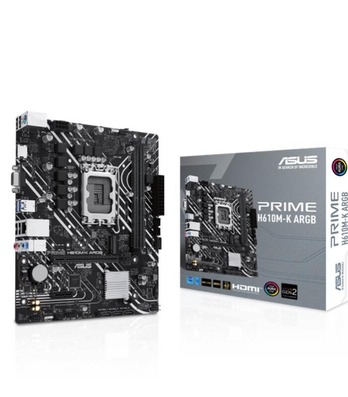 ASUS PRIME H610M-K ARGB DDR5 5600MHZ 1XVGA 1XHDMI 1XM.2 USB 3.2 MATX 1700P (12. / 13. VE 14. NESİL İŞLEMCİ UYUMLU)