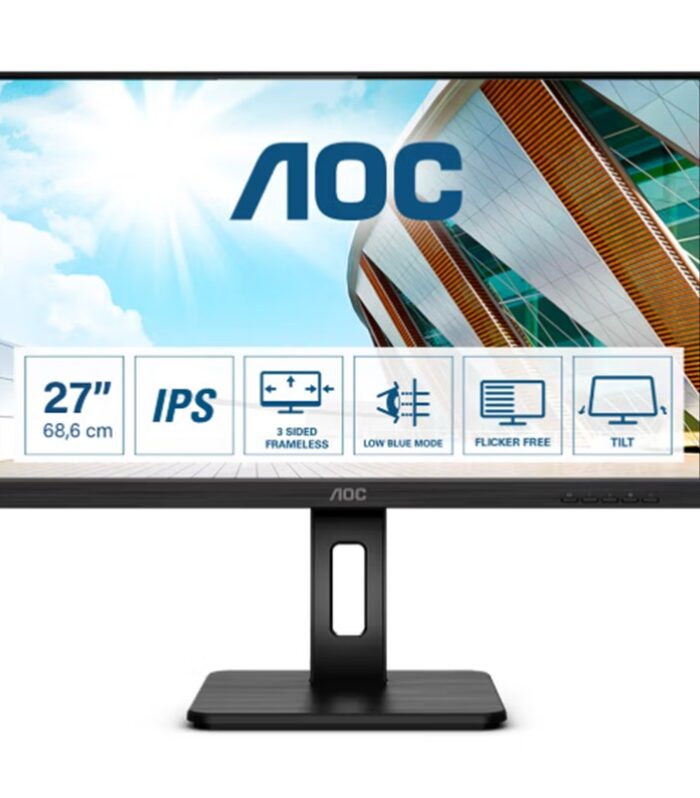 27 AOC Q27P2Q IPS 4MS 75MHZ 1XVGA 1XHDMI 1XDP 1XDVI 2K QHD 2560X1440 HOPARLÖR YÜKSEKLİK AYARI PIVOT VESA SİYAH