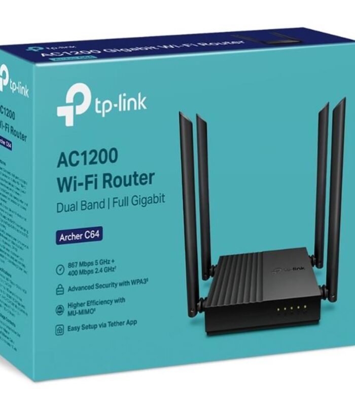 TP-LINK ARCHER C64 AC1200 2.4/5GHZ 1200MBPS MU-MIMO İÇ ORTAM KABLOSUZ WIFI ROUTER