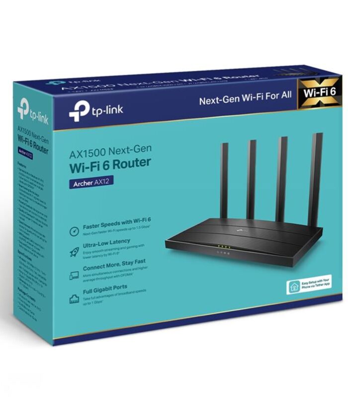 TP-LINK ARCHER AX12 AX1500 1200MBPS DUAL BAND GIGABIT WI-FI 6 ROUTER
