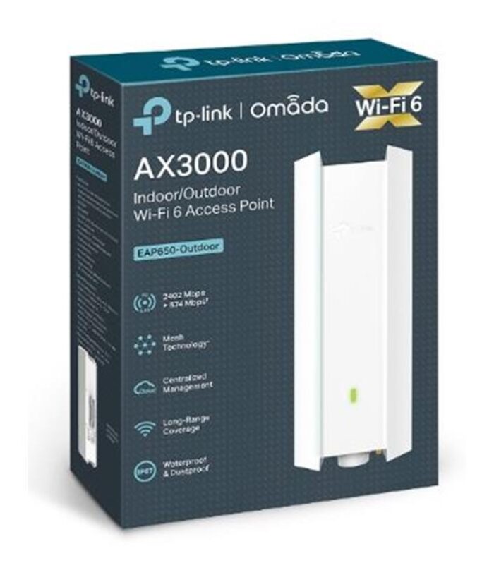 TP-LINK OMADA EAP650-OUTDOOR AX3000 DUAL BAND WIFI6 1XGBIT RJ45 574MBPS/2.4GHZ/2402MBPS/5GHZ ACCESS POINT (ADAPTÖRLÜ)