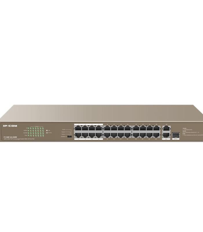 IP-COM F1126P-24-250W 24 PORT 10/100+ 2XRJ45/1X1GB SFP COMBO 250W POE RACMOUNT SWITCH