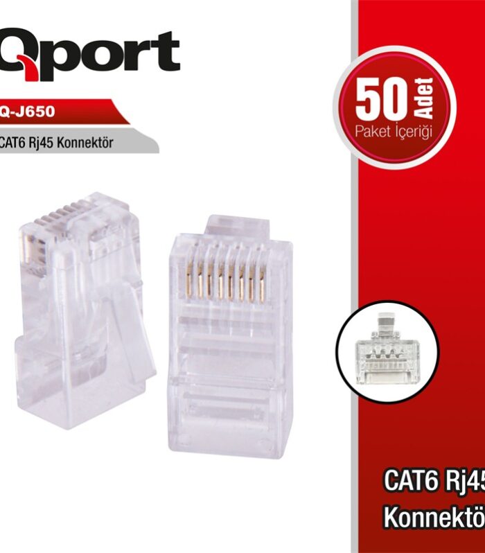 QPORT Q-J650 CAT6 50 LİK RJ-45 KONNEKTÖR