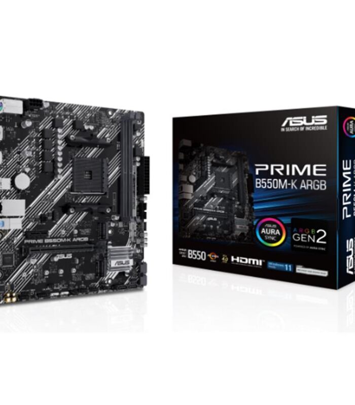 ASUS PRIME B550M-K ARGB DDR4 5100MHZ 1XHDMI 1XDP 2XM.2 USB 3.2 MATX AM4 (AMD AM4 5000/4000 G/3000 SERİSİ İLE UYUMLU)