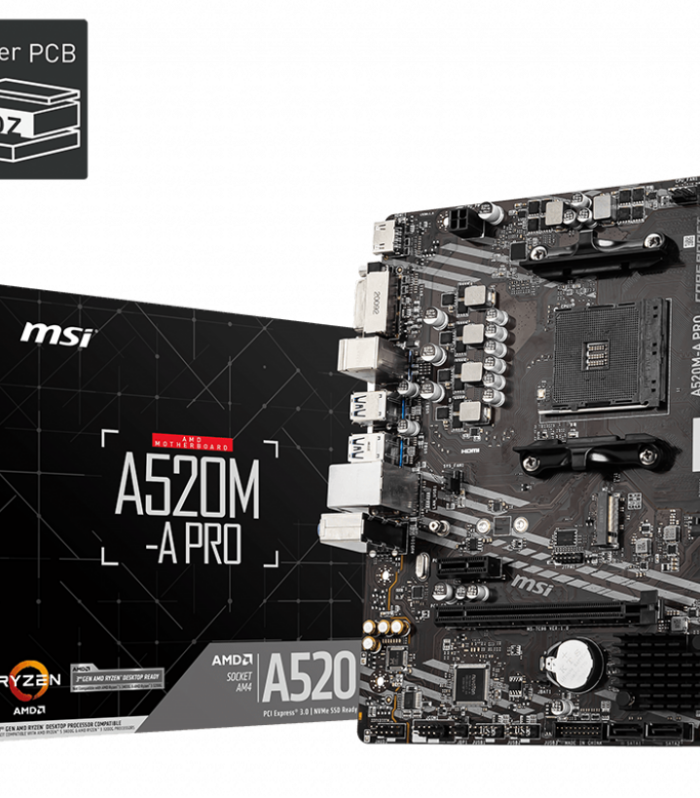 MSI A520M-A PRO DDR4 4600MHZ 1XHDMI 1XDVI 1XM.2 USB 3.2 MATX AM4 (AMD AM4 5000/4000 /3000 SERİSİ İLE UYUMLU)
