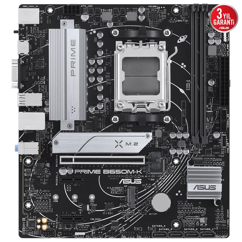 ASUS PRIME B650M-K DDR5 6400MHZ 1XVGA 1XHDMI 2XM.2 USB 3.2 MATX AM5 (AMD AM5 9000/8000/7000 SERİLERİ İLE UYUMLU) - Image 2