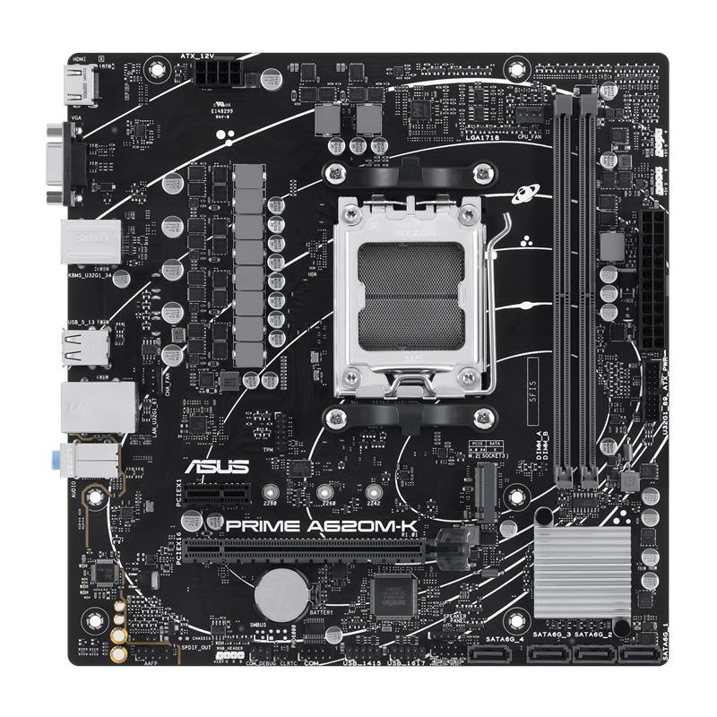 ASUS PRIME A620M-K DDR5 6400MHZ 1XVGA 1XHDMI 1XM.2 USB 3.2 MATX AM5 (AMD AM5 9000/8000/7000 SERİLERİ İLE UYUMLU) - Image 2
