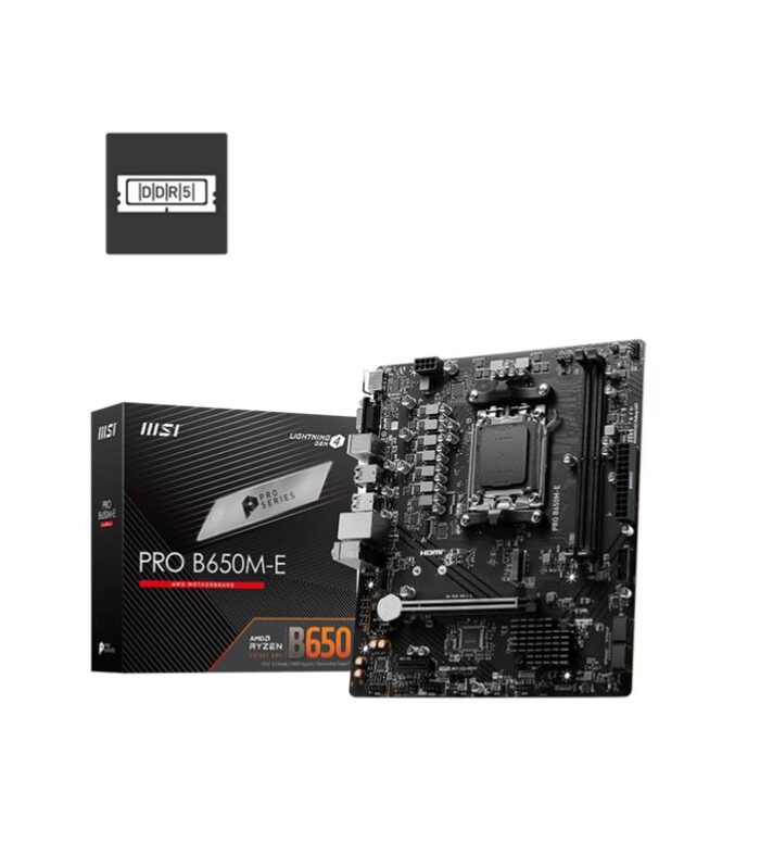 MSI PRO B650M-E DDR5 6800MHZ 1XVGA 1XHDMI 1XM.2 USB 3.2 MATX AM5(AMD AM5 9000/8000/7000 SERİLERİ İLE UYUMLU)