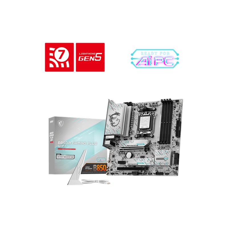 MSI B850M GAMING PLUS WIFI DDR5 8200MHZ 1XHDMI 1XDP 2XM.2 AM5 MATX (AMD AM5 9000/8000/7000 SERİLERİ İLE UYUMLU)