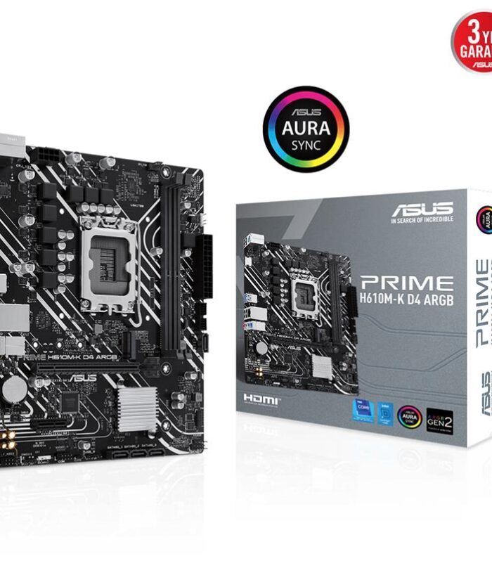 ASUS PRIME H610M-K D4 ARGB DDR4 3200MHZ 1XHDMI 1XM.2 USB 3.2 MATX 1700P (12. / 13. VE 14. NESİL İŞLEMCİ UYUMLU)