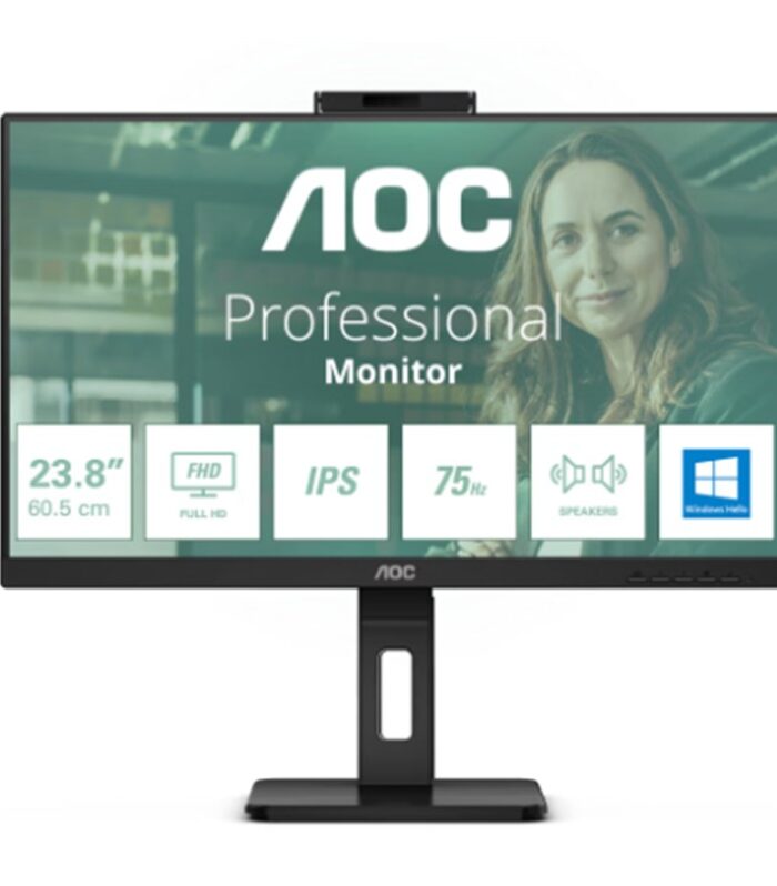23.8 AOC 24P3CW IPS 4MS 75MHZ 1XHDMI 1XDP USB TYPE-C RJ45 FHD 1920X1080 WEBCAM HOPARLÖR ÇERÇEVESİZ PIVOT VESA SİYAH