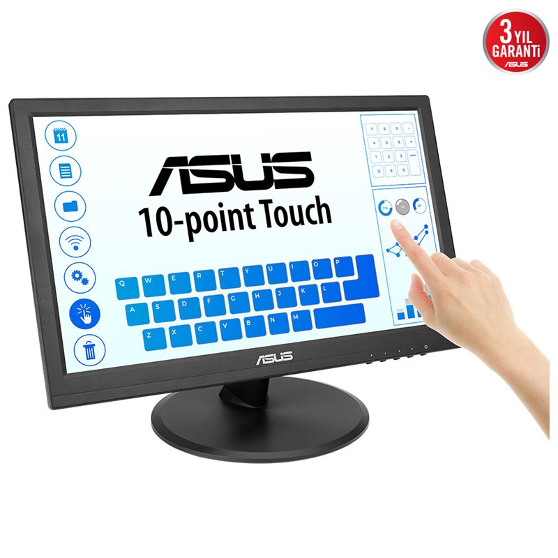 15.6 ASUS VT169HE IPS 5MS 60MHZ 1XVGA 1XHDMI FHD 1920X1080 DOKUNMATİK EKRAN FLICKER FREE ÇERÇEVESİZ VESA SİYAH - Image 3