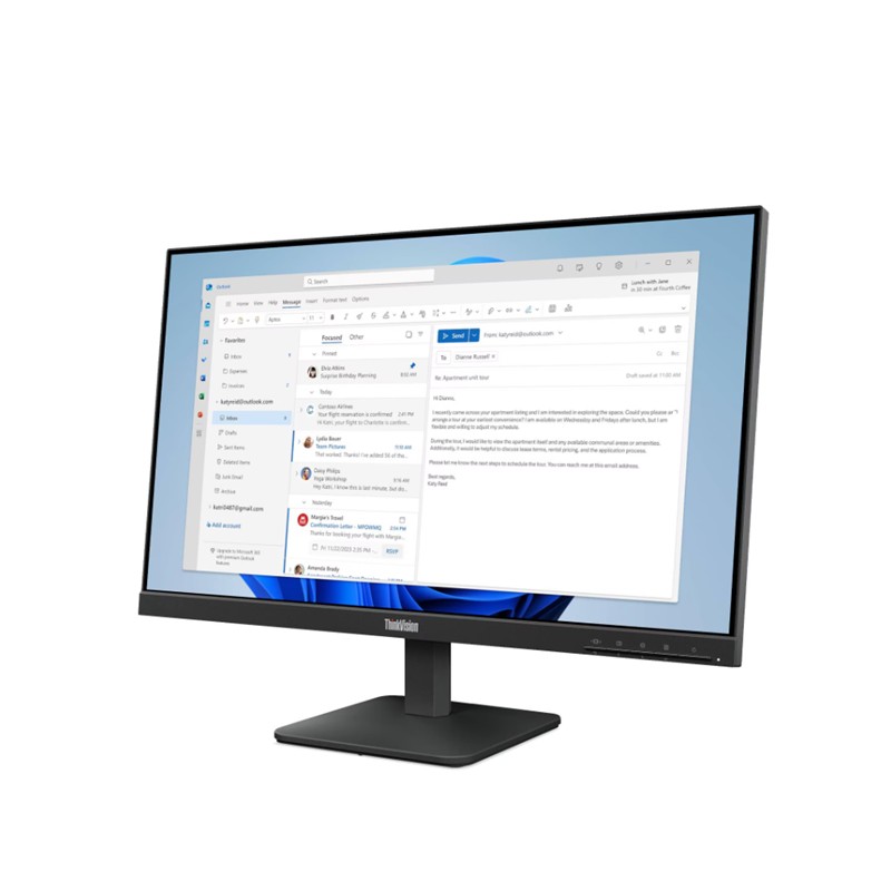 23.8 LENOVO S24-4E THINKVISION 64B5KAT1TK 4MS 100HZ HDMI+VGA WLED MONITOR - Image 3