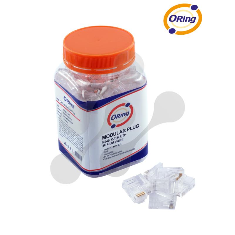 ORING MPC6U3 CAT6 PLUG U/UTP RJ45 ALTIN UÇ KONNEKTÖR 100 LÜ PAKET - Image 2