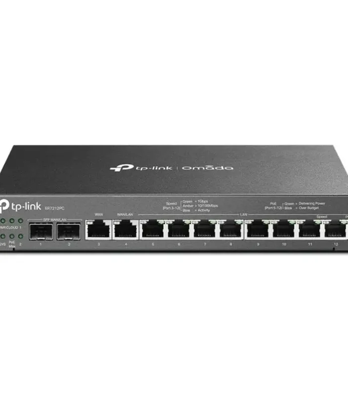 TP-LINK OMADA ER7212PC 2XGIGABIT SFP WAN/LAN PORT 1XGIGABIT RJ45 WAN 1XGIGABIT SFP WAN/LAN 8XGIGABIT VPN ROUTER