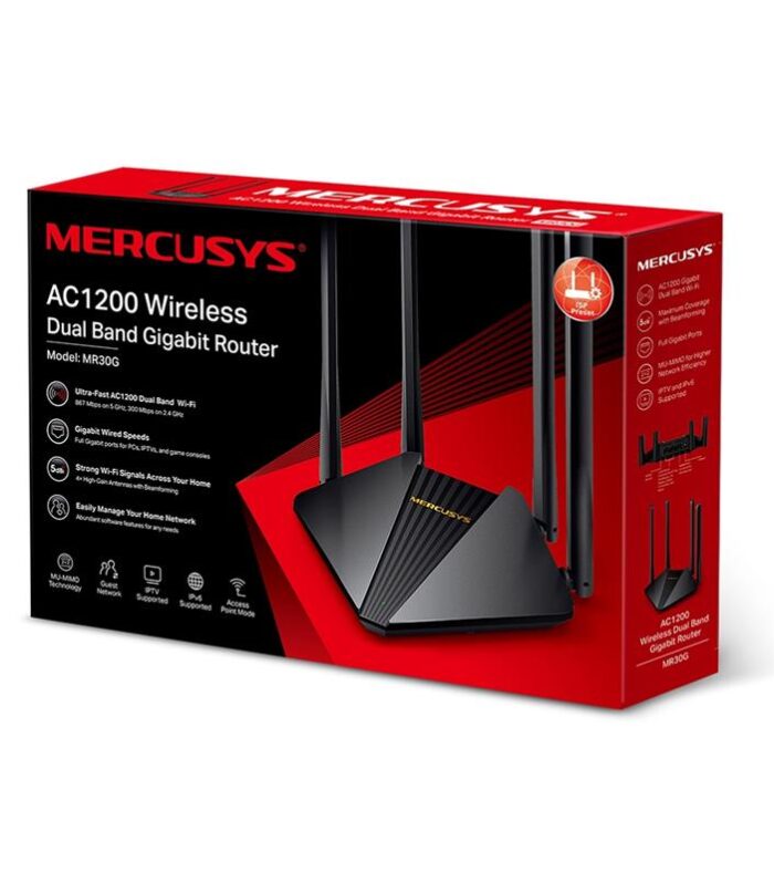 TP-LINK MERCUSYS MR30G AC1200 867/5GHZ 300/2.4GHZ DUAL BAND KABLOSUZ GIGABIT ROUTER