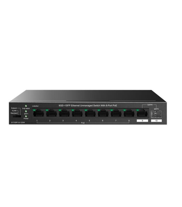 IP-COM IP-G1110PF-8-120W 8 PORT GIGABIT + 1X1GB RJ45/SFP PORT 120W 250 METRE POE SWITCH