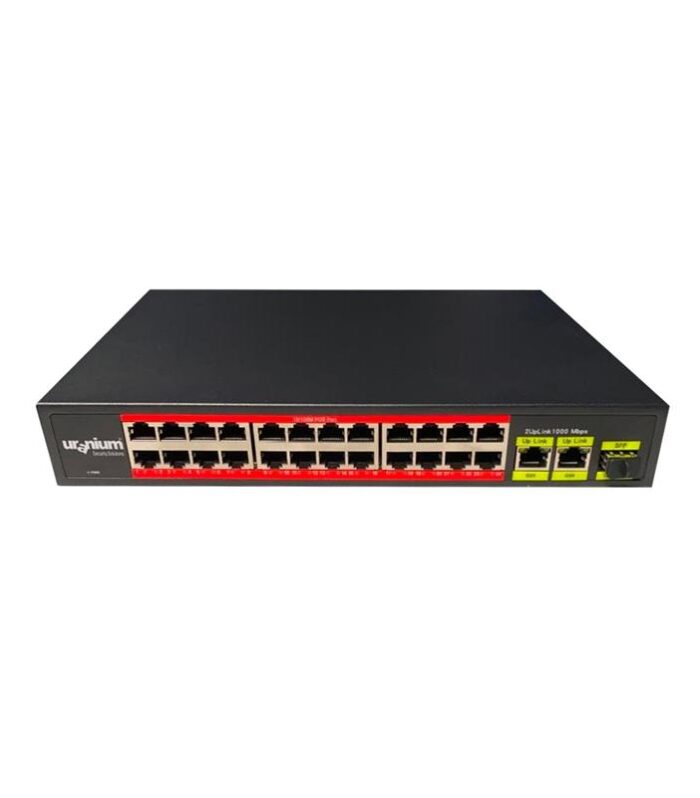 URANIUM POE-2421SFP-300W 24 PORT 10/100+2X GIGABIT UPLINK +1XSFP RACKMOUNT SWITCH (REALTEK CHIPSET)