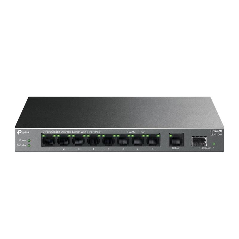 TP-LINK LS1210GP 8 PORT GIGABIT + 1XRJ45/1XSFP UPLINK 61W 250 METRE POE MESAFE METAL KASA - Image 2