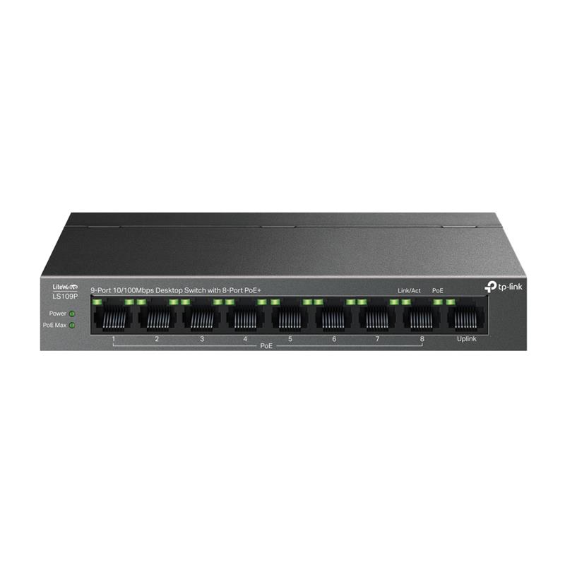 TP-LINK LS109P 8 PORT 10/100 +1 PORT RJ45 UPLINK 63W 250 METRE POE MESAFE METAL KASA SWITCH - Image 2