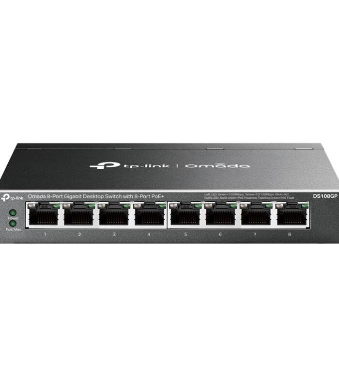 TP-LINK OMADA DS108GP 8 PORT GIGABIT 65W 250 METRE POE MESAFE METAL KASA SWITCH