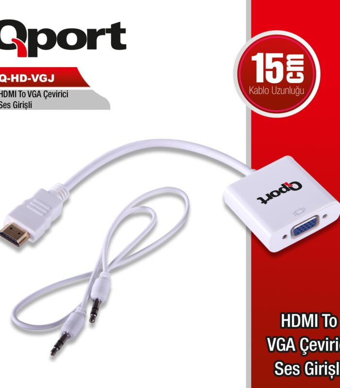 QPORT Q-HD-VGJ  HDMI TO VGA CEVIRICI+ SES JACK